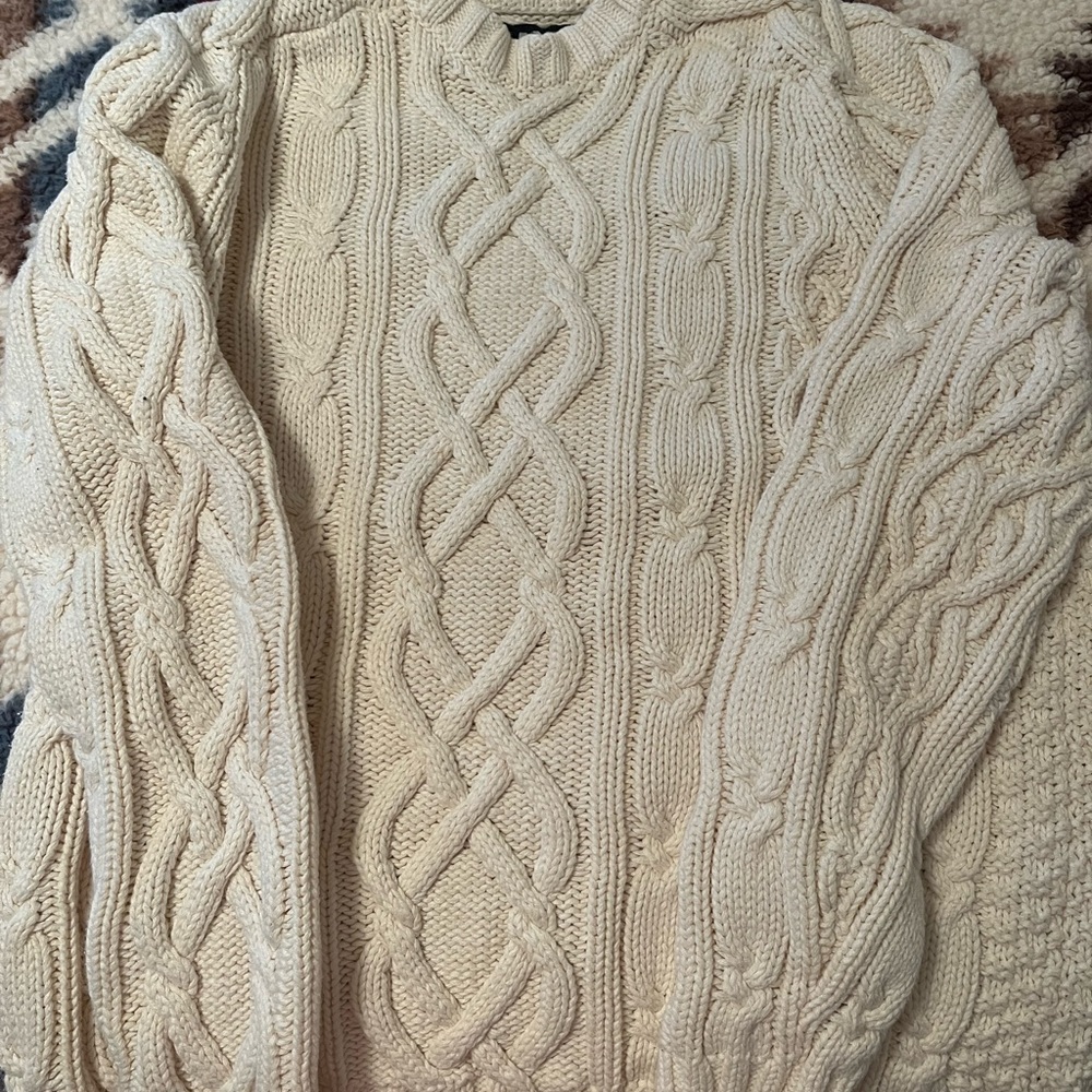 Lands’ End vintage chunky cable knit fisherman’s sweater